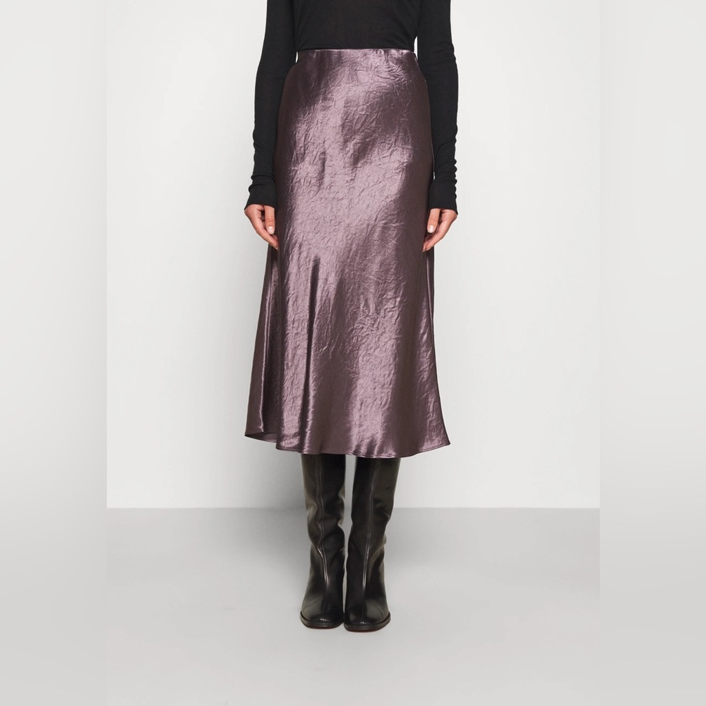 NWT MAX MARA Alessio Satin Midi Skirt Purple Size US 4